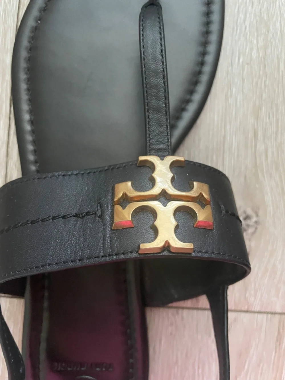 TORY BURCH Everly T Strap Sandals Black Size 10